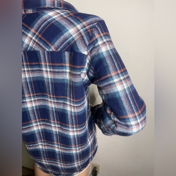 𝅺AMBIANCE Sherpa lined jacket plaid blue size small - Picture 10 of 12